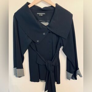 Incredible Origami Inspired Theory Blazer Matte Black & Charcoal Viscose Size XS